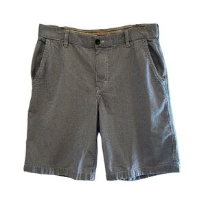 Izod Men’s Seersucker Bermuda Shorts Cotton Blue White Stripe Size 33 Inseam 10”